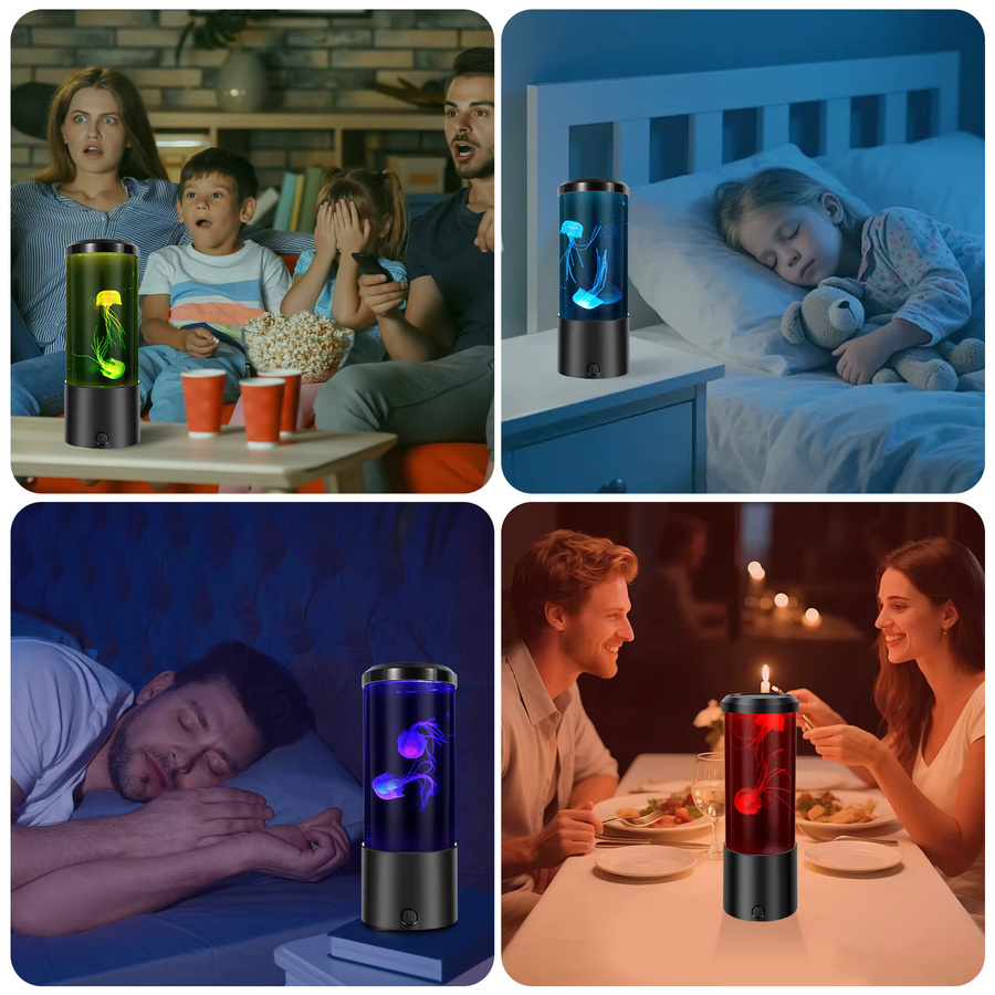 LED Quallen Lava Lampe als dekoratives Mini Aquarium mit USB-Anschluss, Multicolor, Schwarz - Bild 5