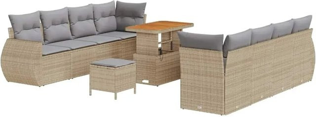 vidaXL Garten-Sofa-Set aus Poly-Rattan in Beige mit 11-teiligem U-Shape Arrangement und integrierter Stauraumfunktion - Bild 1