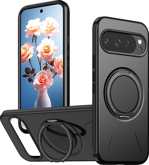 Magnetische Handyhülle für Google Pixel 10 Pro XL und Pixel 9 Pro XL mit 360 Grad Ständer und MagSafe Kompatibilität in Schwarz - Bild 1