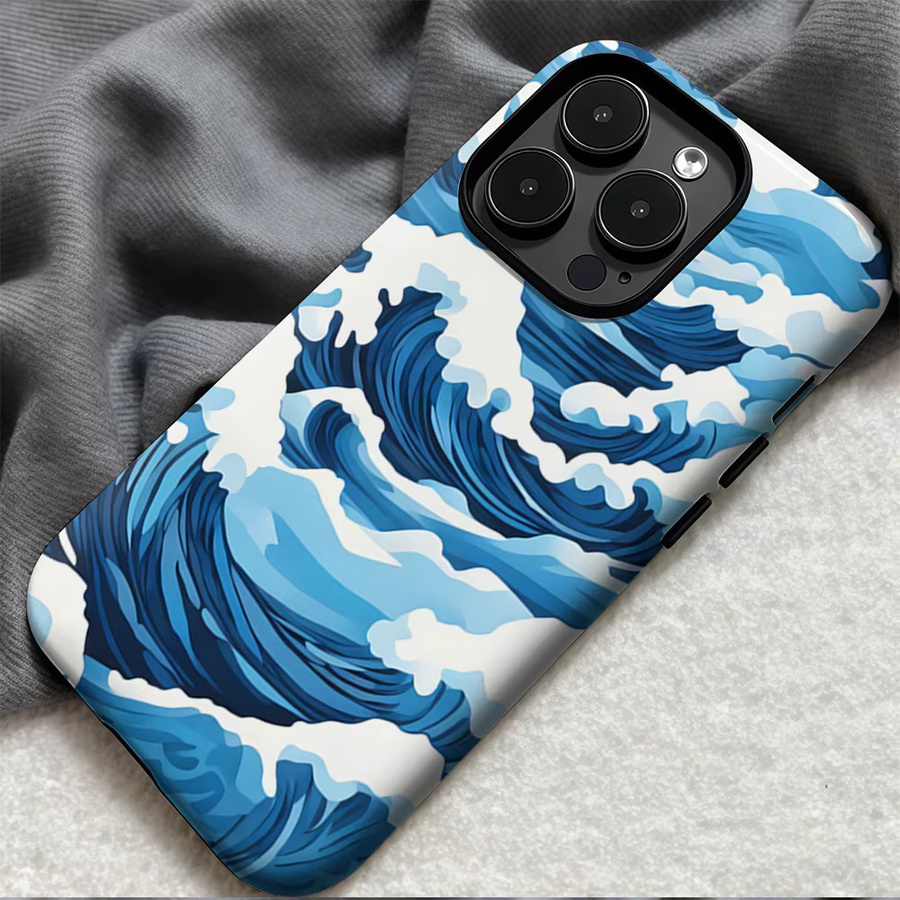 Casegame Matte Bumper Schutzhülle mit MagSafe für iPhone 17 16 15 14 13 Pro Max, Stoßfeste PC Hülle, Blaue Ozeanwellen - Bild 4
