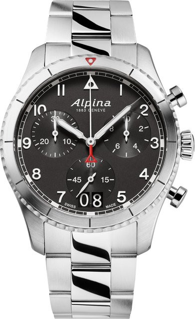 Alpina Startimer Pilot Herrenuhr, Chronograph, Quarz, Edelstahl, 41 mm, Schwarz - Bild 1