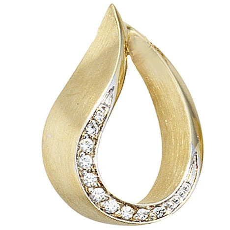 Colfem Anhänger Tropfen, 585 Gelbgold bicolor, teilmatt, 10 Diamanten - Bild 1