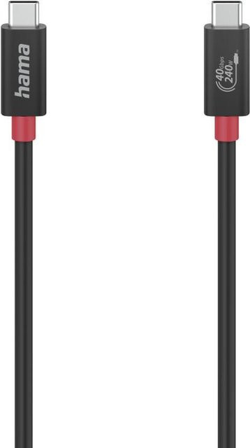 Hama USB-C-Kabel USB4 Gen3 mit E-Marker, 40 Gbit/s, 5 A, 240 W, Schwarz, Länge: 1,00 m - Bild 1