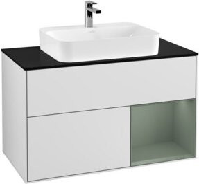 V&B Waschtischunterschrank Finion 100 mit Wandbeleuchtung, Weiß lackiert, B/T/H: 100 x 50,1 x 50,1 cm - Bild 1