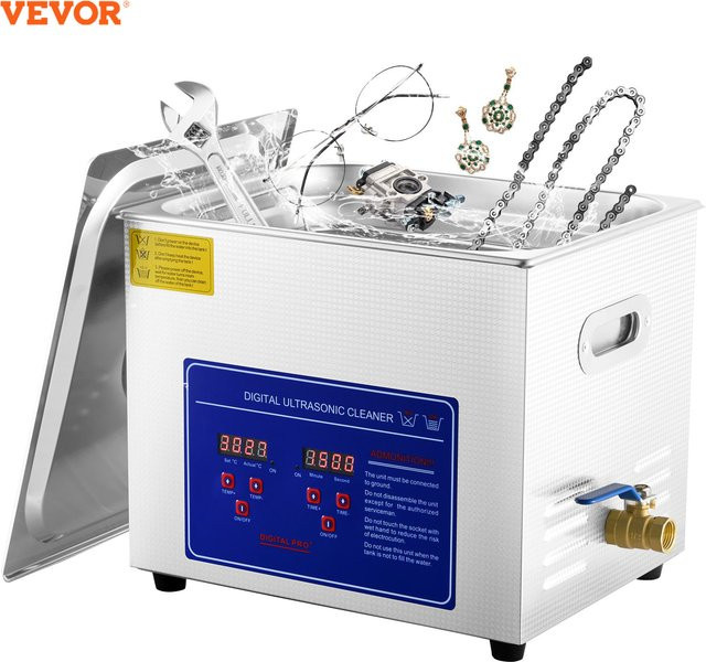 VEVOR Ultraschall-Reinigungsmaschine aus Edelstahl mit digitaler Heizung und Timer, Silber, 10 l - Bild 1