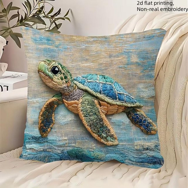 JMG Clothing Kissenbezug mit Schildkröte und Krabbe Design in Blau, B/H: 45 x 45 cm - Bild 1