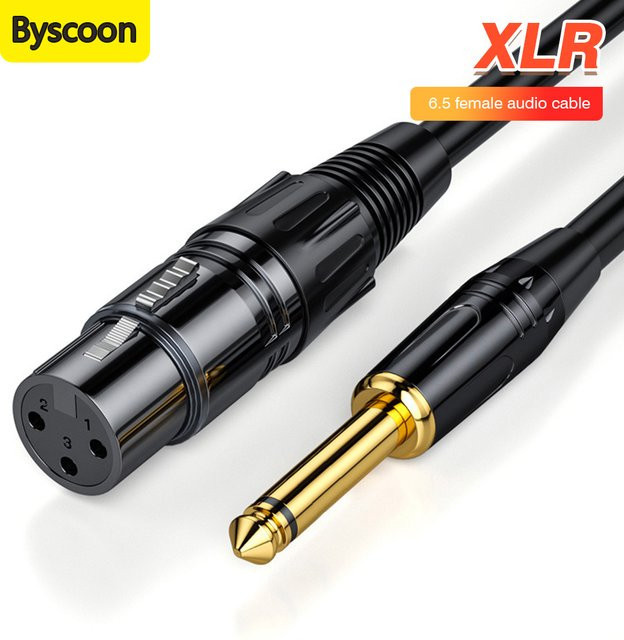byscoon Symmetrisches XLR auf 6,5 mm Klinke Audiokabel in Schwarz für Mikrofon, Lautsprecher und Verstärker - Bild 1