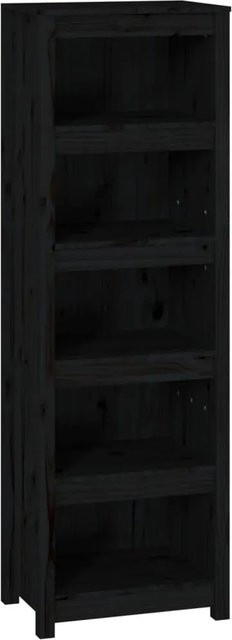 vidaXL Bücherregal aus Massivholz Kiefer in Schwarz, modern und wandmontierbar, B/T/H: 50 x 35 x 154 cm - Bild 1