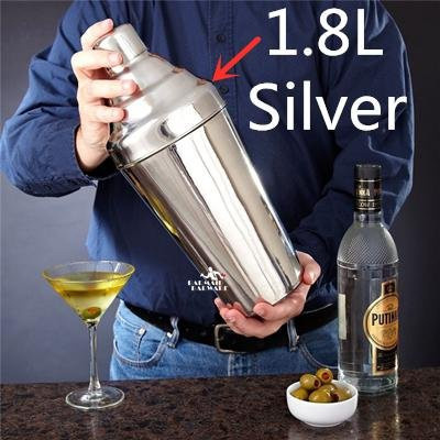 BARMAID BARWARE 3-teiliges Boston Bar Shaker Set aus Edelstahl in Weiß und Silber, 1,8 l - Bild 1