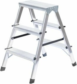MUNK Standard-Stehleiter beidseitig begehbar, 2 x 3 Stufen, Silber - Bild 1