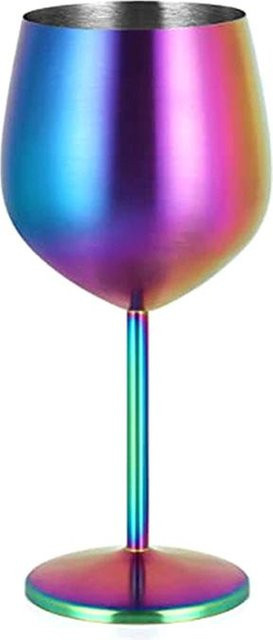 Yamiye Edelstahl Kelch in Bunt, unzerbrechliches Metall-Cocktailglas für Rotwein und Champagner, 500 ml - Bild 1