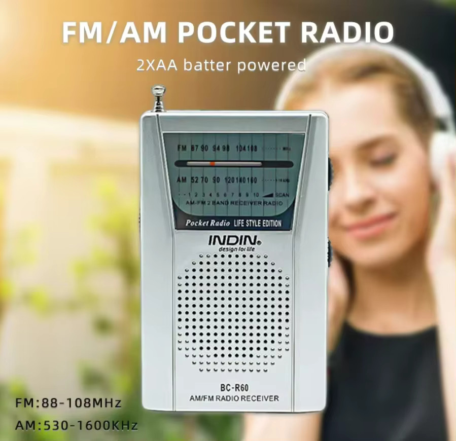 YITHOR Tragbares Batteriebetriebenes Radio mit Lautsprecher und Kopfhöreranschluss in Silber, FM/AM Empfang - Bild 2