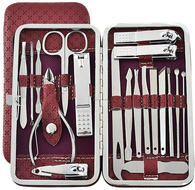 TPFBeauty Maniküre- & Pediküre-Set, 19-teilig, Rot, Unisex - Bild 1