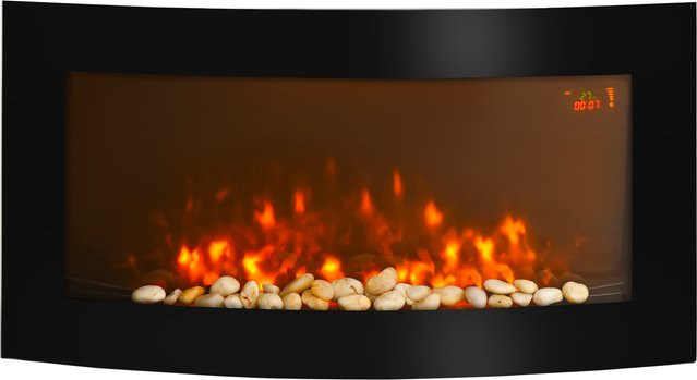 HOMCOM Elektrokamin in Schwarz mit Fernbedienung und Lichteffekten, moderner Wandkamin, B/H/T: 89,2 x 48 x 13,5 cm - Bild 1