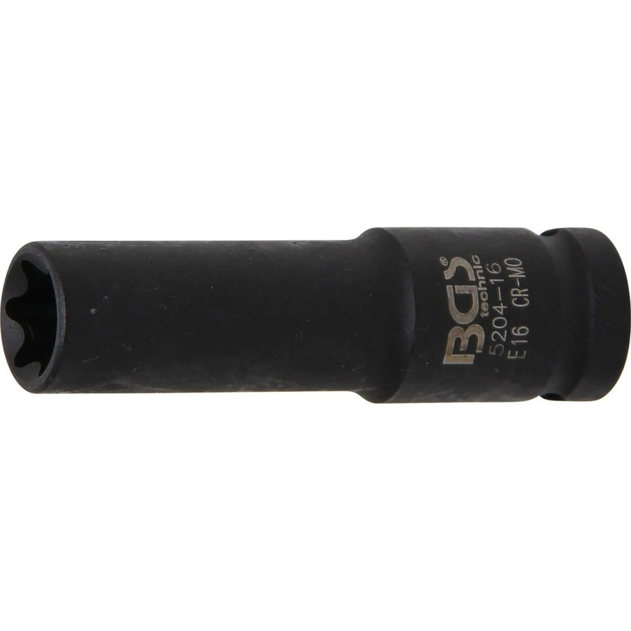 BGS Kraft-Steckschlüssel-Einsatz E-Profil tief 5204-16 mit 1/2 Zoll Antrieb und SW E16 mm aus Chrom-Molybdän-Stahl - Bild 2