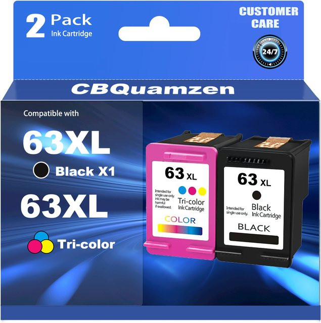 CBQuamzen 63XL Tintenpatronen-Ersatz Kombipaket kompatibel mit HP Officejet 3830 4650 525 - Bild 1
