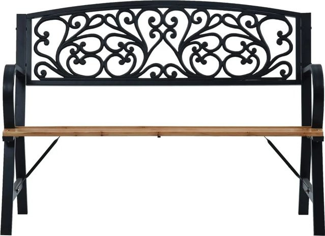 vidaXL Gartenbank aus Holz und Metall im Vintage-Design, Farbe: Braun/Schwarz, Breite: 120 cm, Höhe: 87 cm, Tiefe: 56 cm - Bild 1