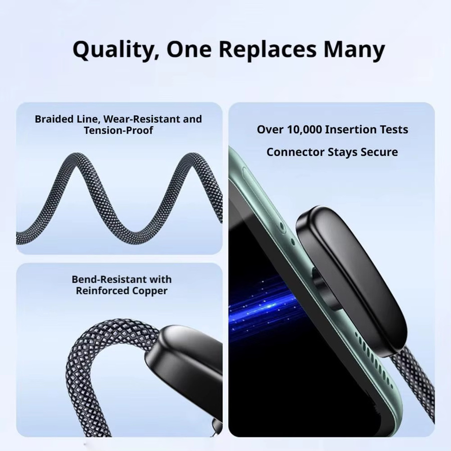 USB auf Typ-C Schnellladekabel mit 90 Grad Winkel, 100W PD Super Charging Game Cable, Schwarz - Bild 5