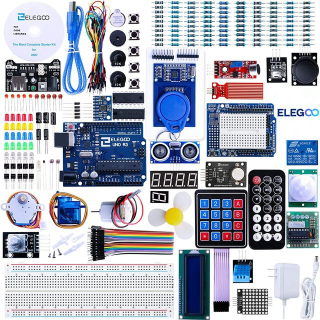 Elegoo Uno R3 Projekt Starter Kit mit Tutorial, 63 Artikel, DIY Elektronik-Set, kompatibel mit Arduino IDE, Multicolor - Bild 1