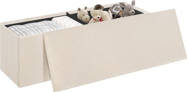 WOLTU Ottoman-Hocker als klappbare 2-Sitzer-Aufbewahrungsbank in Beige, moderne Polsterbank mit abnehmbarem Deckel und Stauraum, B/T/H: 110 x 38 x 38 cm - Bild 1