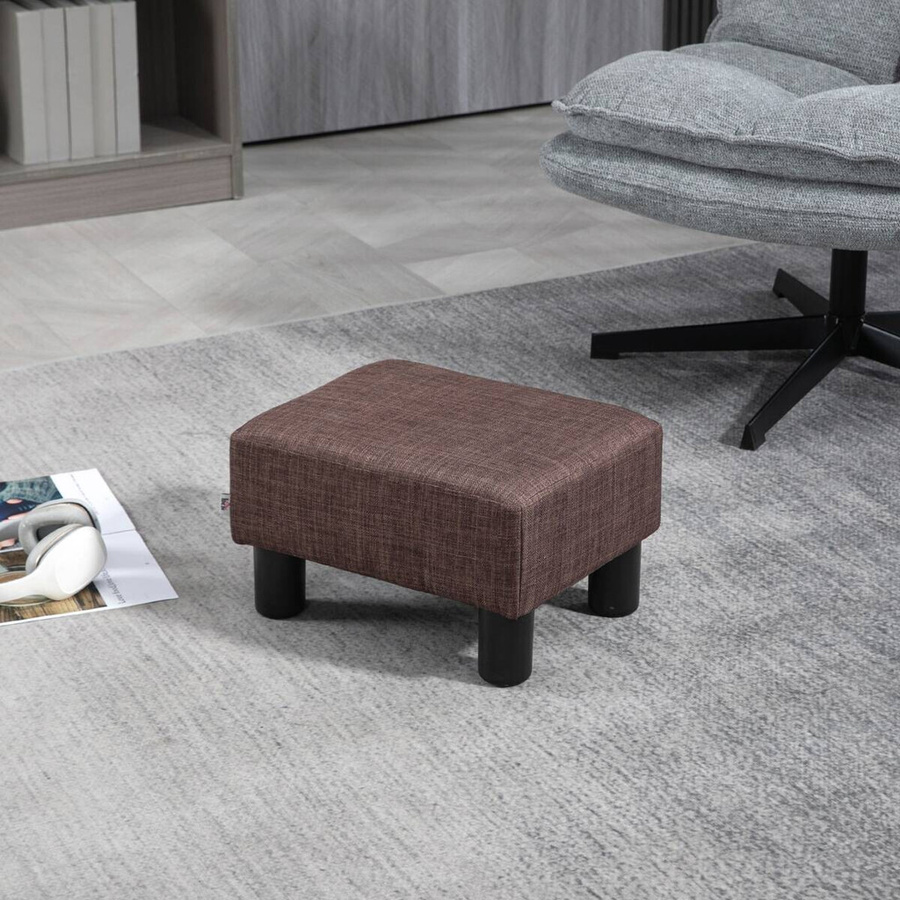 HOMCOM Sitzhocker Ottomane aus Leinen Stoff in Braun, rechteckig, B: 40 cm, T: 30 cm, H: 24 cm - Bild 5