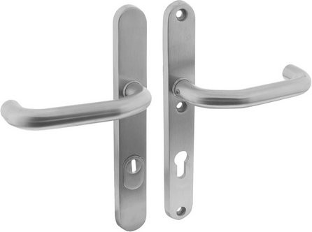Intersteel Schutzbeschlag aus Edelstahl in Silber mit Kernziehschutz PZ 72 mm und Schmaldrücker/Drücker - Bild 1