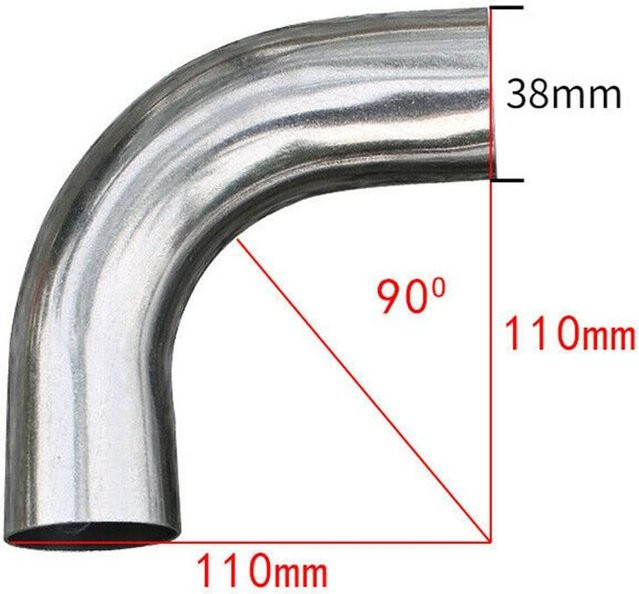 Zone is Home Dornbogen Winkel 90 Grad aus Edelstahl in Silber für DIY Rohr 38mm - Bild 1