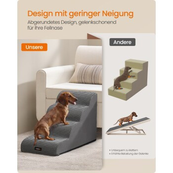 Feandrea Hundetreppe aus Cord mit Querstreifen in Grau, rutschfest und mit abnehmbarem waschbarem Bezug - Bild 2