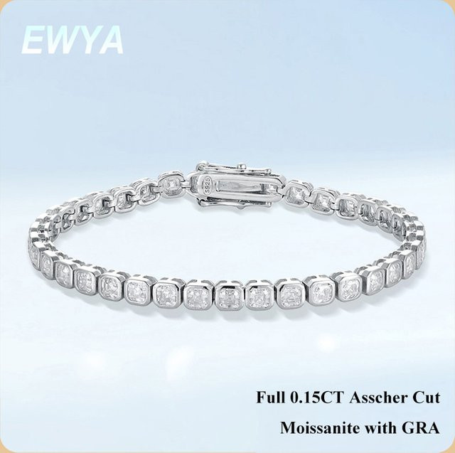 EWYA Tennisarmband, 925 Silber, Moissanit, Damen Herren - Bild 1