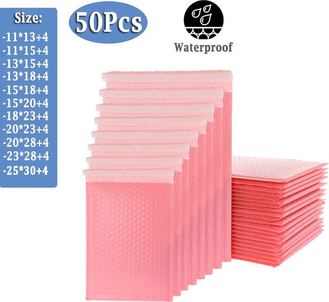50 Stück Luftpolstertaschen von luxuglow in Rosa, selbstklebend und wasserdicht - Bild 1