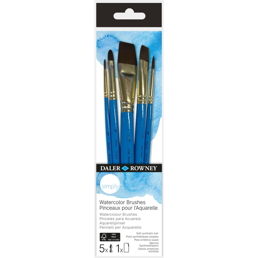 Daler Rowney Aquarellmalpinsel Simply 5er-Set in Blau - Bild 2