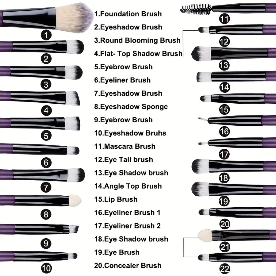 RUNTOIN Make-up-Pinsel-Set, 20-teilig, Damen - Bild 3