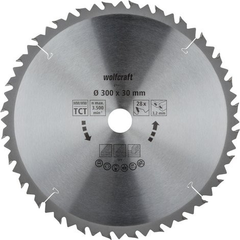 Wolfcraft Tisch-Kreissägeblatt für Holz, Durchmesser: 300 mm, 28 Zähne, Silber - Bild 1