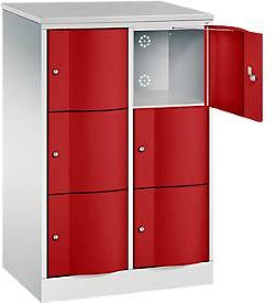 C+P Schließfachschrank Resisto mit 2 Abteilen und 6 Fächern, Farbe: Lichtgrau/Rubinrot, B/T/H: 77,2 x 54,0 x 125,5 cm - Bild 1