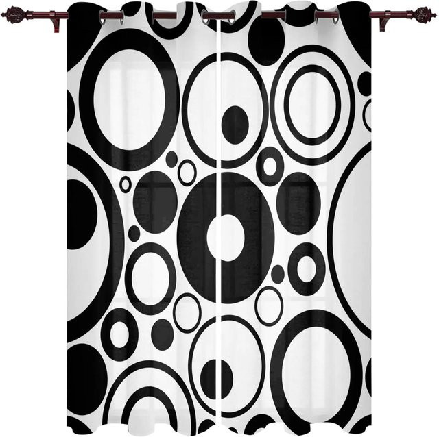 2er-Set Yiran Furniture Vorhänge mit geometrischem abstraktem Linienmuster in Rot und Schwarz, modern, mit Ösen, Breite: 100 cm, Höhe: 130 cm - Bild 1