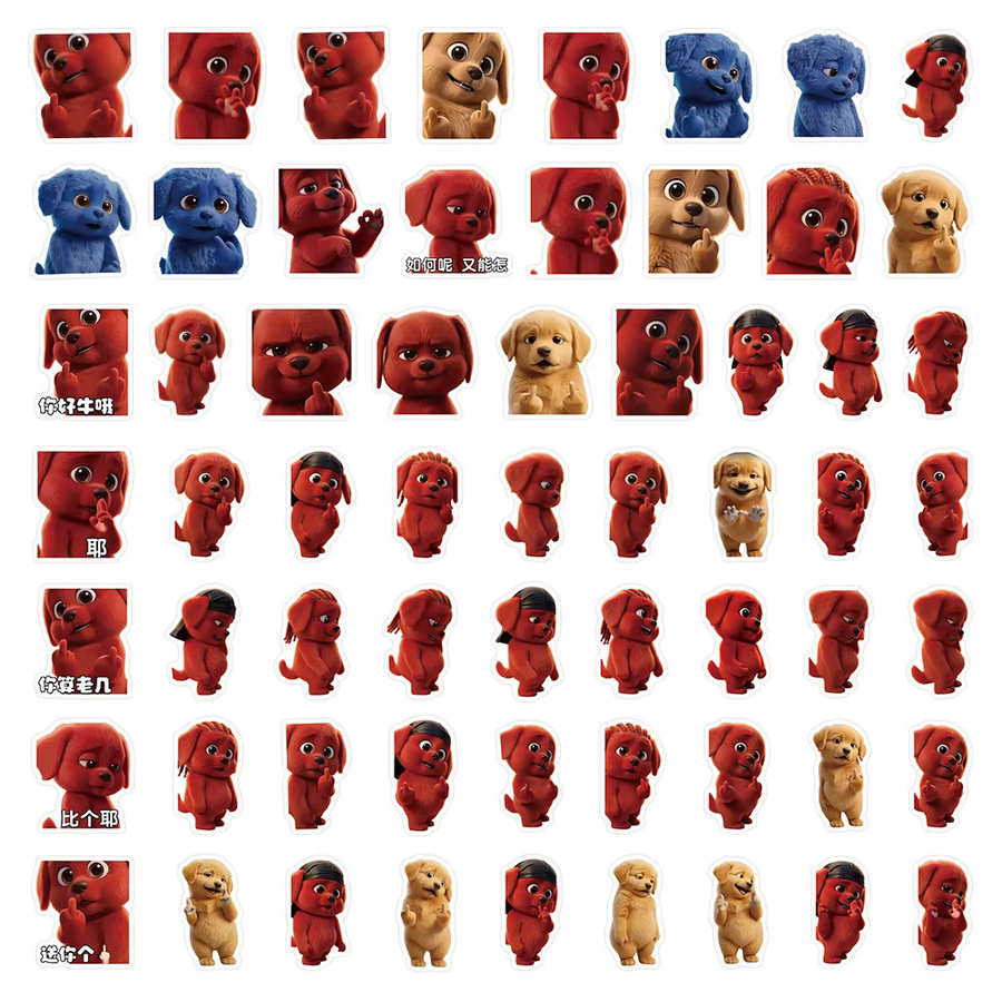 60 Stück Clifford der große rote Hund Aufkleber in Rot und Multicolour für Laptop, Scrapbook, Gepäck und DIY-Projekte - Bild 4
