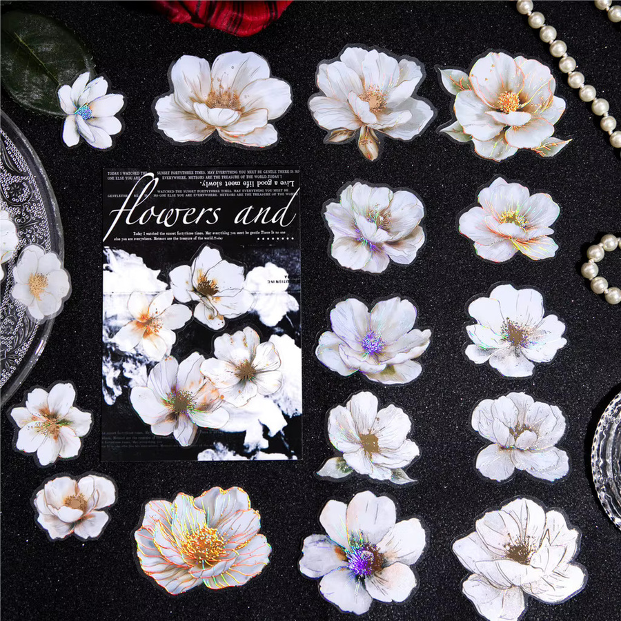 Journamm 20 Stück Blumenaufkleber in Gold mit Goldfolienprozess für Scrapbooking und Junk Journaling - Bild 3