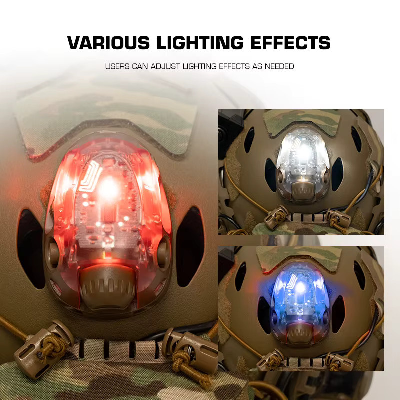 YTYIN Taktische LED Signal Lampe für Helm, Wasserdichtes RGB Kopflicht für Outdoor, Survival und Airsoft, Schwarz, Multicolor (Rot, Grün, Blau, Weiß) - Bild 2