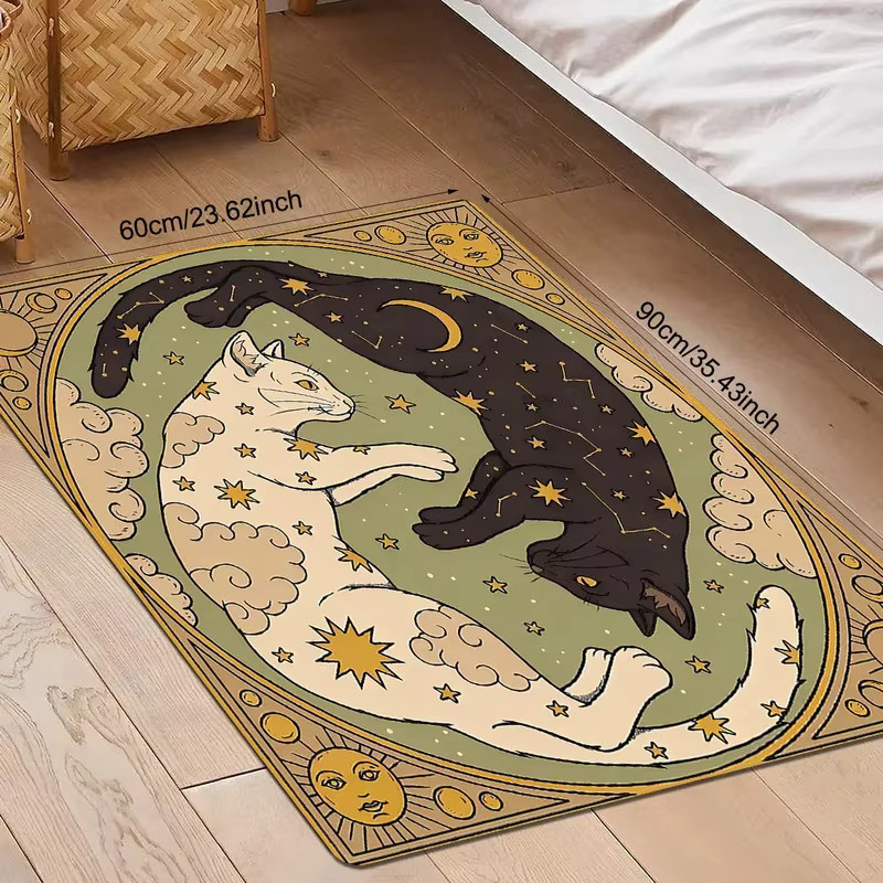VIKAMA Yin Yang Katzen Fußmatte, wetterfester Teppich in Multicolour für Wohnzimmer und Außenbereich - Bild 3
