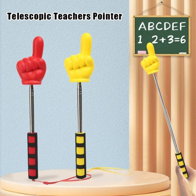 Roter Finger-Lesestab aus Edelstahl mit Teleskopstange für Schule und Büro - Bild 1
