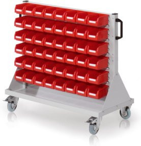 Kappes RasterMobil Rollwagen Gr. 2 Mod. E62 aus Kunststoff in Grau-Rot mit Rollen und Feststellbremse B/T/H: 100 x 50 x 89 cm - Bild 1