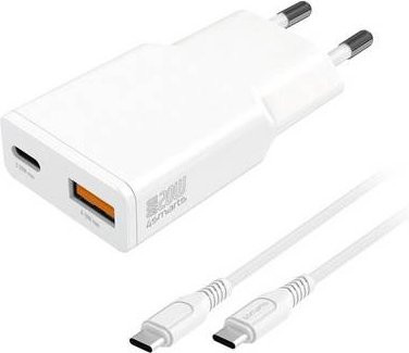 4Smarts USB Ladegerät 20W mit USB-A und USB-C GaN SuperCharge in Weiß - Bild 1
