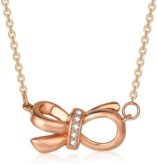 Halskette 750 Roségold, Diamant, Damen, Schleife Anhänger - Bild 1