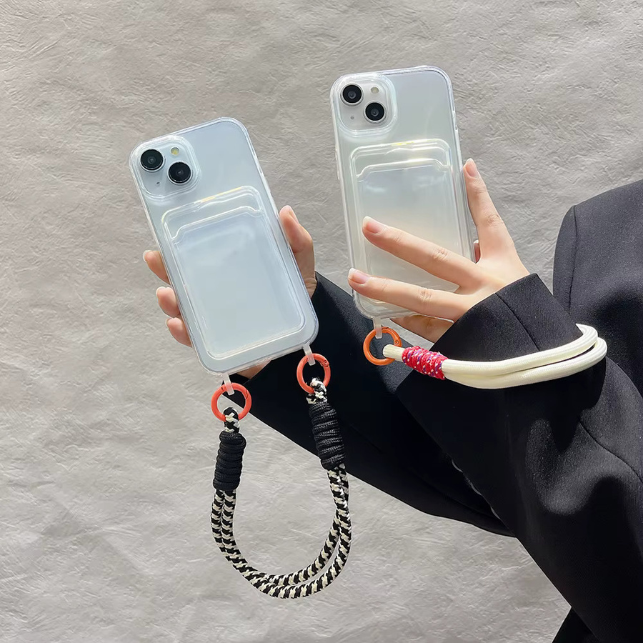 TAOYUNXI Handyhülle mit Kartenfach und buntem Umhängeband, transparent, multicolor, passend für iPhone 17 16 15 14 13 12 11 Pro Max Plus Air XS XR X 8 7 6 - Bild 2