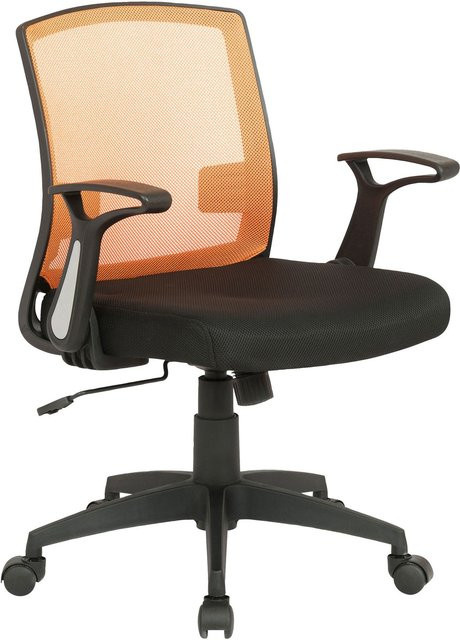TPFLiving Bürostuhl Rennes mit atmungsaktivem Netzbezug, Schwarz/Orange, B/T/H: 62 x 52 x 12 cm (Sitzhöhe: 52 cm) - Bild 1