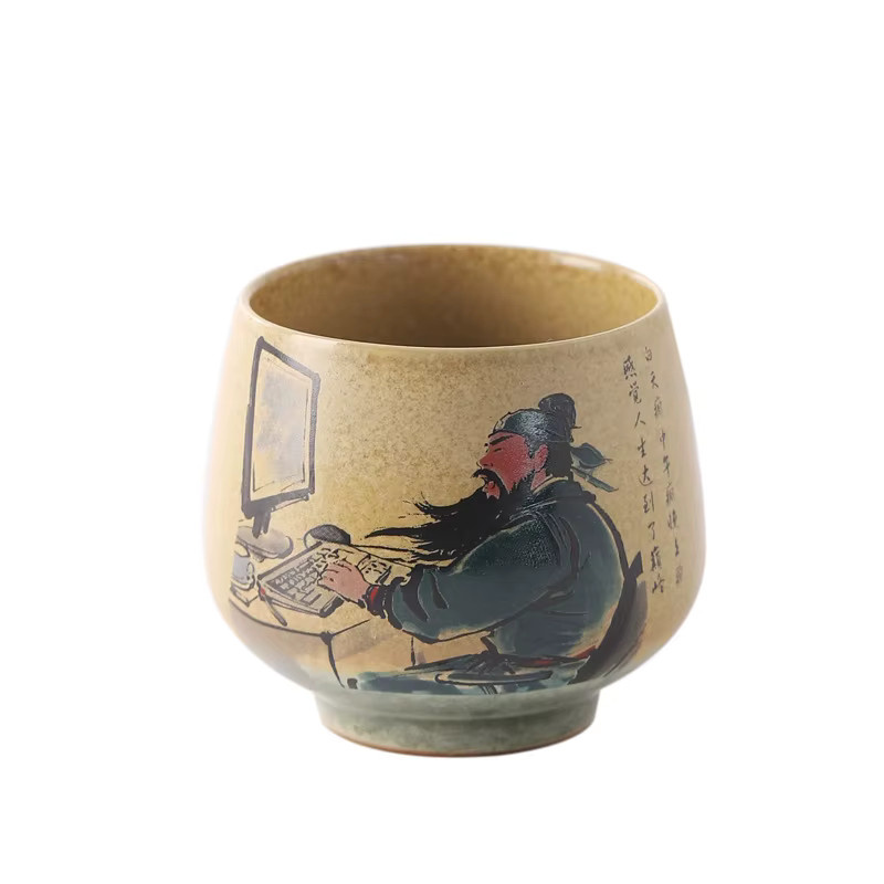 Waren Wusheng Guan Yu Master Cup Teetasse aus grober Keramik in Beige, Höhe: 7,5 cm, Durchmesser: 6,5 cm - Bild 5