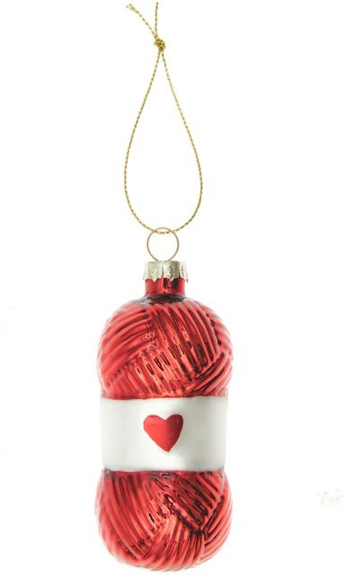 Rico Design Weihnachtsglaskugel Wollknäuel Herz in Rot - Bild 1