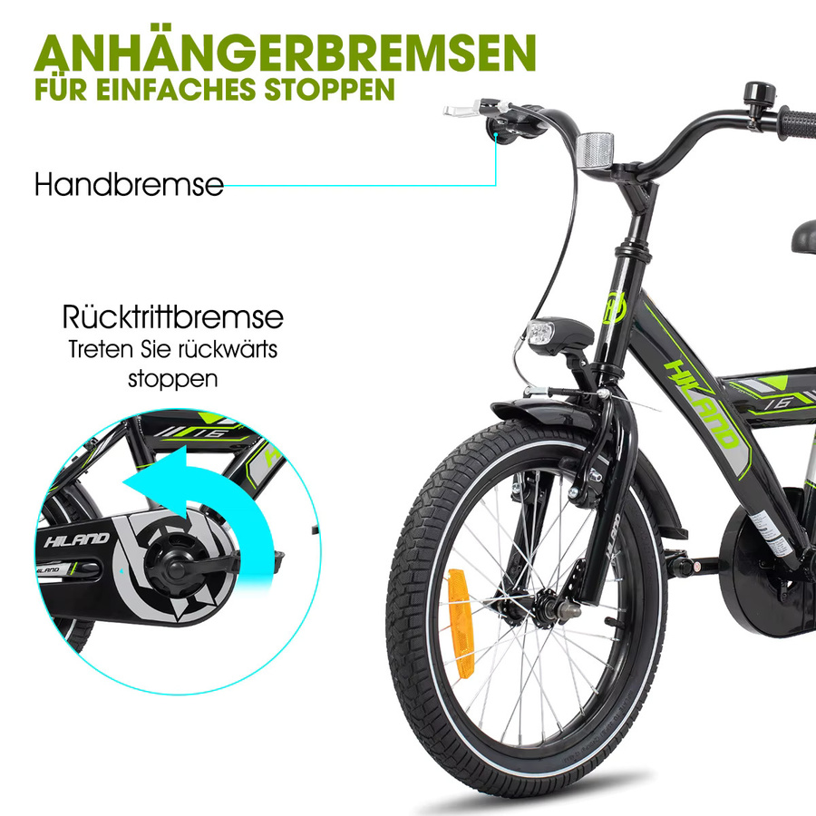 Hiland Rocket Kinderfahrrad Mountainbike, mit Licht und Gepäckträger, ab 5 Jahren - Bild 4