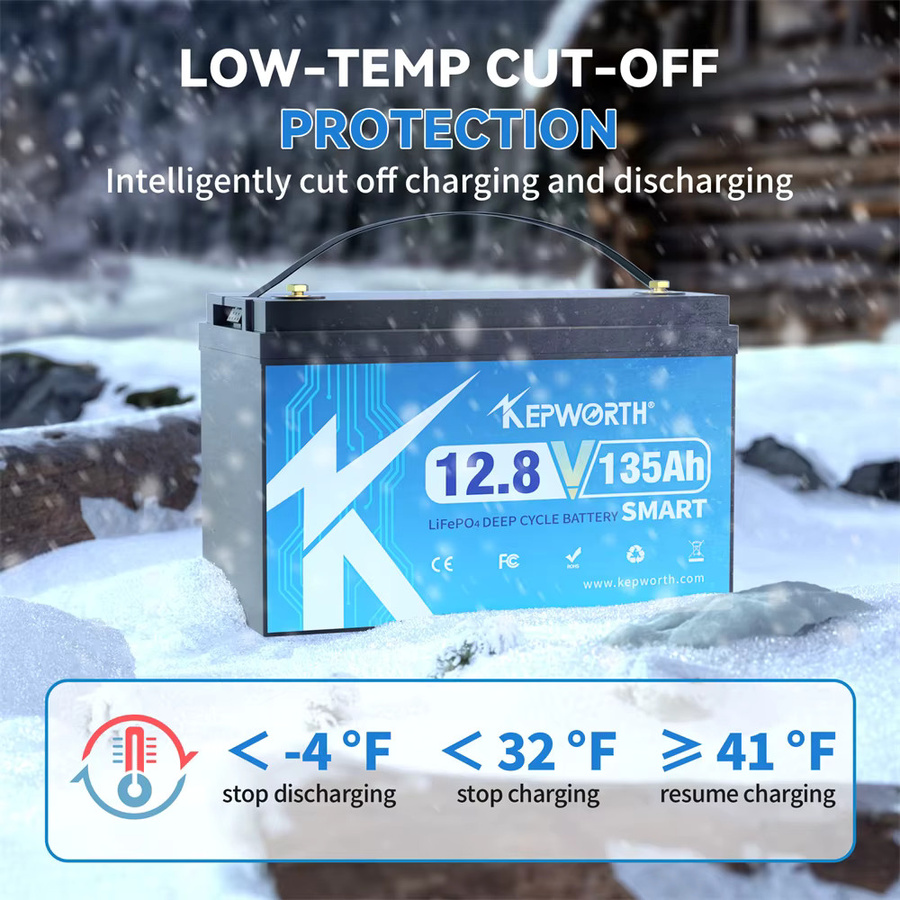 KEPWORTH 12V 135Ah LiFePO4-Akku mit Bluetooth und 100A BMS in Schwarz - Bild 4