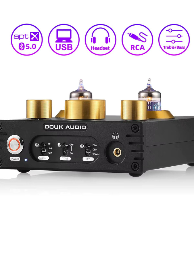 Nobsound HiFi Bluetooth 5.0 6J5 Ventil-Röhren-Vorverstärker mit USB DAC und APTX in Schwarz - Bild 6